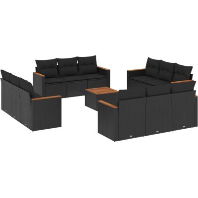 vidaXL Gartensofa-Set - Schwarz - 12-teilig vidaXL Gartensofa-Set - Schwarz - 12-teilig