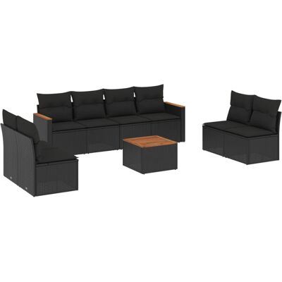 vidaXL Gartenset 8-teilig - Schwarz, Beige - Lounge für Garten & Terrasse vidaXL Gartenset 8-teilig - Schwarz, Beige - Lounge für Garten & Terrasse