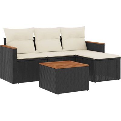 VidaXL Gartenmöbel-Set - Schwarz & Creme - 4er Sofagruppe VidaXL Gartenmöbel-Set - Schwarz & Creme - 4er Sofagruppe