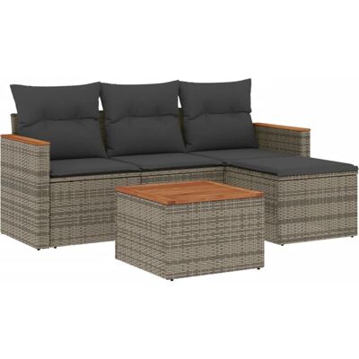 vidaXL 5-Tlg. Garten-Sofagarnitur Mit Kissen Beige Poly Rattan - Wasserfeste Staubsäcke - Modulares Design vidaXL 5-Tlg. Garten-Sofagarnitur Mit Kissen Beige Poly Rattan - Wasserfeste Staubsäcke - Modulares Design
