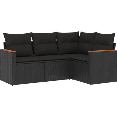 vidaXL 4-tlg. Garten-Sofagarnitur - Schwarz - 503149 vidaXL 4-tlg. Garten-Sofagarnitur - Schwarz - 503149
