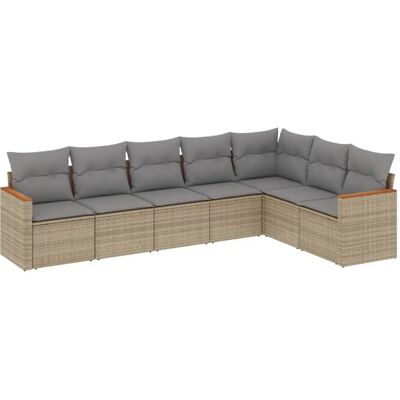 vidaXL Gartenmöbel-Set - Beige und Grau - 7-teiliges Sofa vidaXL Gartenmöbel-Set - Beige und Grau - 7-teiliges Sofa