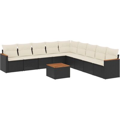 vidaXL 10-tlg. Garten-Sofagarnitur Schwarz & Creme vidaXL 10-tlg. Garten-Sofagarnitur Schwarz & Creme
