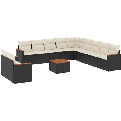 vidaXL Gartensofagarnitur 12-tlg. Schwarz und Creme vidaXL Gartensofagarnitur 12-tlg. Schwarz und Creme