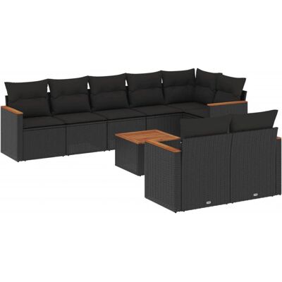 vidaXL 9-tlg. Garten-Sofagarnitur - Schwarz, Modular vidaXL 9-tlg. Garten-Sofagarnitur - Schwarz, Modular