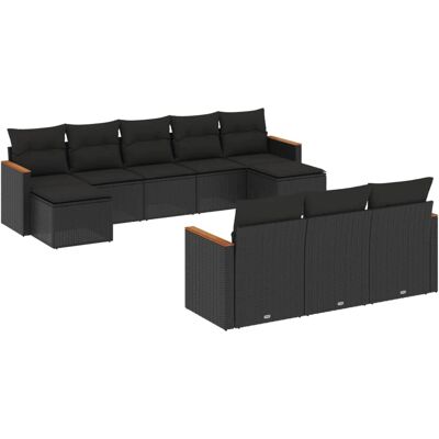 vidaXL 10-Teilig Garten-Sofagarnitur - Schwarz, Modell 3258821 vidaXL 10-Teilig Garten-Sofagarnitur - Schwarz, Modell 3258821