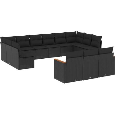 vidaXL Gartenmöbel-Set - Modular Schwarz Poly Rattan vidaXL Gartenmöbel-Set - Modular Schwarz Poly Rattan