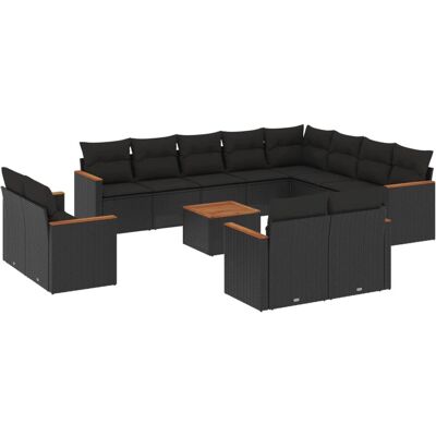 vidaXL 13-Tlg. Garten-Sofagarnitur - Schwarz Poly Rattan vidaXL 13-Tlg. Garten-Sofagarnitur - Schwarz Poly Rattan
