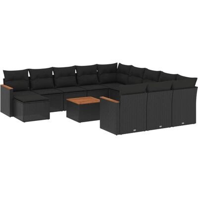 vidaXL 12-Teiliges Garten-Sofagarnitur mit Kissen - Schwarz - Modell: Mi vidaXL 12-Teiliges Garten-Sofagarnitur mit Kissen - Schwarz - Modell: Mi
