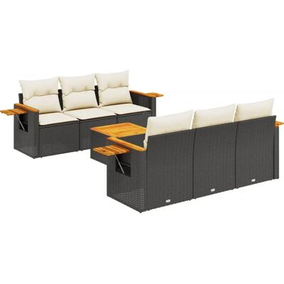 vidaXL Beiges Outdoor-Mobiliar-Set - Gartensofa mit Kissen vidaXL Beiges Outdoor-Mobiliar-Set - Gartensofa mit Kissen