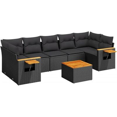 Vidaxl Set de Sofás de Jardín 8 Piezas - Negro - Con Cojines Vidaxl Set de Sofás de Jardín 8 Piezas - Negro - Con Cojines