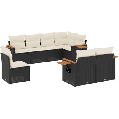VidaXL 8-teilige Gartenmöbel-Set mit Kissen, Schwarz und Creme VidaXL 8-teilige Gartenmöbel-Set mit Kissen, Schwarz und Creme