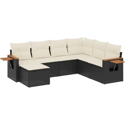 vidaXL Outdoor Möbel-Set - Schwarz und Creme - Langlebiger PE Rattan vidaXL Outdoor Möbel-Set - Schwarz und Creme - Langlebiger PE Rattan