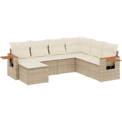 vidaXL 8-tlg. Garten-Sofagarnitur mit Kissen Poly Rattan Beige - Modell vidaXL 8-tlg. Garten-Sofagarnitur mit Kissen Poly Rattan Beige - Modell