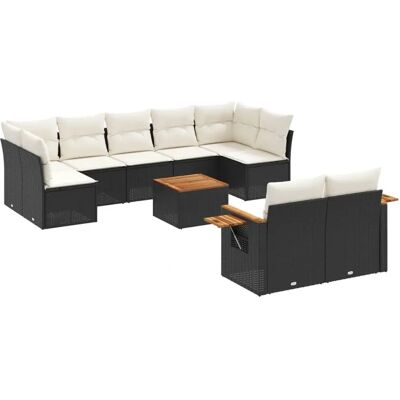 vidaXL 10-Teiliges Garten-Sofagarnitur Mit Kissen Beige Poly Rattan vidaXL 10-Teiliges Garten-Sofagarnitur Mit Kissen Beige Poly Rattan