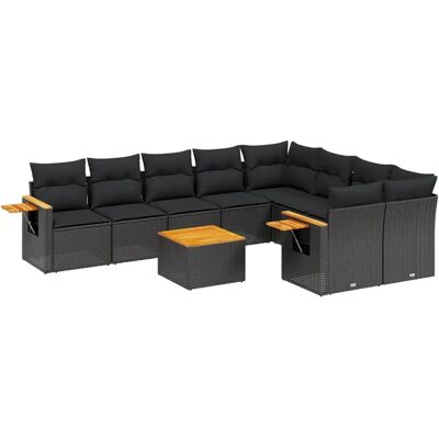 vidaXL 9-Tlg. Garten-Sofagarnitur Mit Kissen Beige - Schwarz Model vidaXL 9-Tlg. Garten-Sofagarnitur Mit Kissen Beige - Schwarz Model