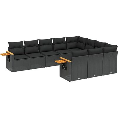 vidaXL Gartenmöbel-Set - Schwarz - 10-teiliges Gartensofa mit Kissen vidaXL Gartenmöbel-Set - Schwarz - 10-teiliges Gartensofa mit Kissen
