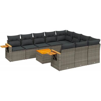 vidaXL Gartenmöbel-Set - Grau - Strapazierfähiger Synthetischer Rattan - Gartencouch vidaXL Gartenmöbel-Set - Grau - Strapazierfähiger Synthetischer Rattan - Gartencouch