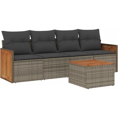vidaXL 4-Tlg. Garten-Sofagarnitur mit Kissen - Grau - Wetterfestes PE Rattan vidaXL 4-Tlg. Garten-Sofagarnitur mit Kissen - Grau - Wetterfestes PE Rattan