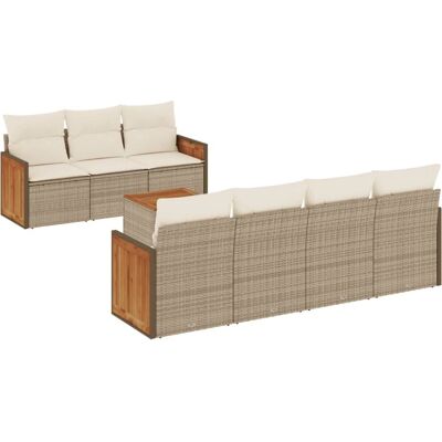 vidaXL 8-tlg. Garten-Sofagarnitur Beige - Gartenmöbelset vidaXL 8-tlg. Garten-Sofagarnitur Beige - Gartenmöbelset