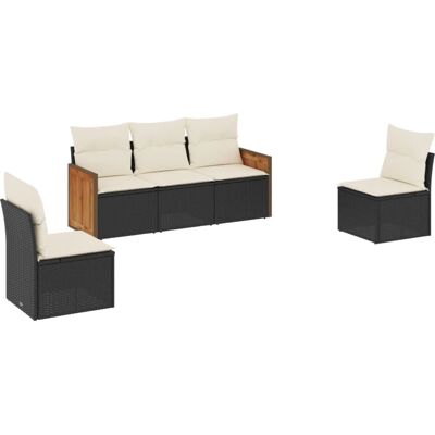 VidaXL Gartenmöbel-Set - Schwarz & Creme - 6-teiliges Sofaset VidaXL Gartenmöbel-Set - Schwarz & Creme - 6-teiliges Sofaset