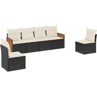 vidaXL 6-Tlg. Garten-Sofagarnitur Mit Kissen Poly Rattan - Schwarz & Creme M vidaXL 6-Tlg. Garten-Sofagarnitur Mit Kissen Poly Rattan - Schwarz & Creme M