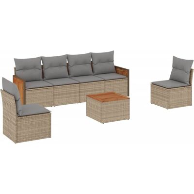 vidaXL Gartenmöbelset - Beige, 7-tlg. vidaXL Gartenmöbelset - Beige, 7-tlg.