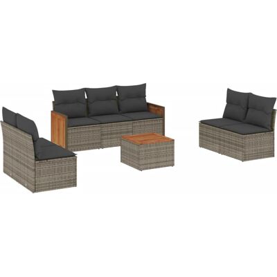 vidaXL Gartensofa-Set 8-tlg. Grau - PE Rattan langlebig vidaXL Gartensofa-Set 8-tlg. Grau - PE Rattan langlebig