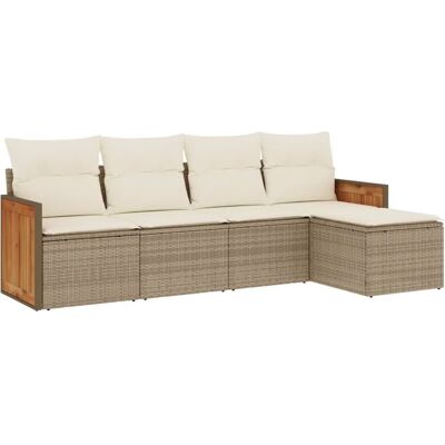 vidaXL 5-Tlg. Garten-Sofagarnitur Mit Kissen Beige - Outdoor Möbelset vidaXL 5-Tlg. Garten-Sofagarnitur Mit Kissen Beige - Outdoor Möbelset
