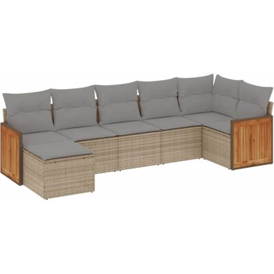vidaXL Gartenmöbelset - Beige, 7-teilig, Modularer Terrasssofa vidaXL Gartenmöbelset - Beige, 7-teilig, Modularer Terrasssofa