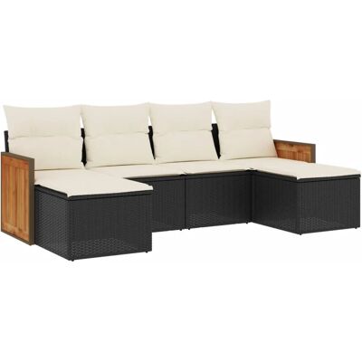 vidaXL 6-tlg. Garten-Sofagarnitur Mit Kissen Beige Poly Rattan vidaXL 6-tlg. Garten-Sofagarnitur Mit Kissen Beige Poly Rattan