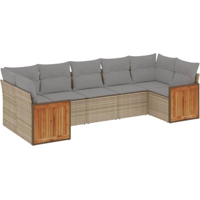 vidaXL 7-tlg. Garten-Sofagarnitur mit Kissen Beige vidaXL 7-tlg. Garten-Sofagarnitur mit Kissen Beige