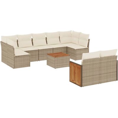vidaXL Gartensofa-Set - Beige, 10-tlg., Poly Rattan vidaXL Gartensofa-Set - Beige, 10-tlg., Poly Rattan