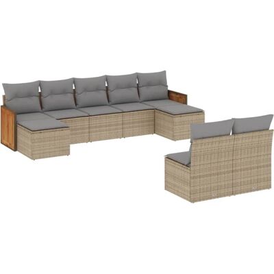 VidaXL Gartenmöbel-Set - Beige - 9-teilig Modular Sofagruppe VidaXL Gartenmöbel-Set - Beige - 9-teilig Modular Sofagruppe