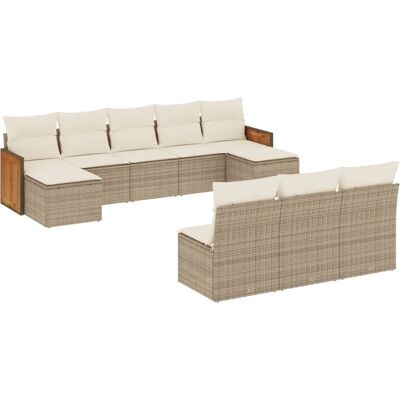 vidaXL 10-Tlg. Garten-Sofagarnitur Mit Kissen Poly Rattan - Beige - Gartenmöbel vidaXL 10-Tlg. Garten-Sofagarnitur Mit Kissen Poly Rattan - Beige - Gartenmöbel