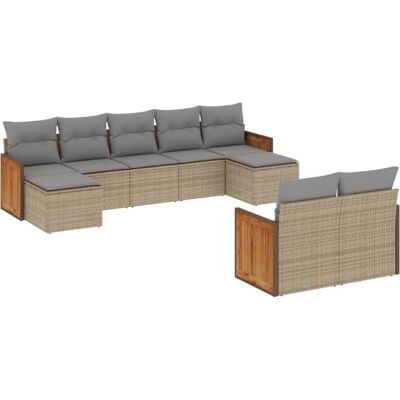 vidaXL Garten-Sofagarnitur 9-tlg. - Beige - Außenmöbel vidaXL Garten-Sofagarnitur 9-tlg. - Beige - Außenmöbel