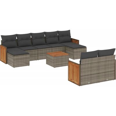 vidaXL Gartenmöbel-Set - 9-tlg., Grau, Modular vidaXL Gartenmöbel-Set - 9-tlg., Grau, Modular