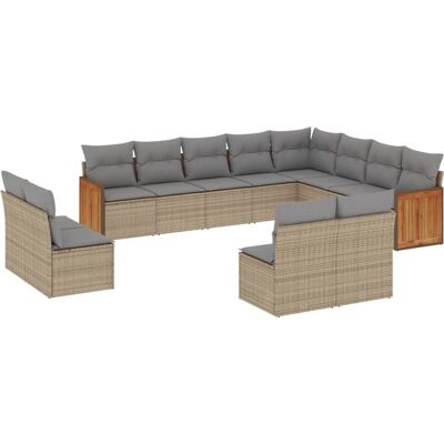 vidaXL 13-teilige Gartenmöbel-Set - Sofa mit Kissen beige vidaXL 13-teilige Gartenmöbel-Set - Sofa mit Kissen beige