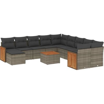 vidaXL Gartenset - Outdoormöbel mit Kissen, Grau vidaXL Gartenset - Outdoormöbel mit Kissen, Grau