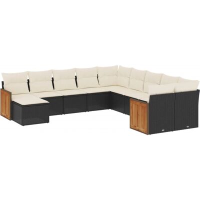 vidaXL 12-tlg. Garten-Sofagarnitur Mit Kissen Schwarz - Poly Rattan vidaXL 12-tlg. Garten-Sofagarnitur Mit Kissen Schwarz - Poly Rattan
