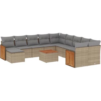 vidaXL beiges Gartenmöbel-Set - 12-tlg. Sofa-Set mit Kissen vidaXL beiges Gartenmöbel-Set - 12-tlg. Sofa-Set mit Kissen