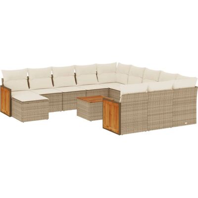 vidaXL Garten-Sofagarnitur - Beige - 12-tlg., Modular, UV-beständig vidaXL Garten-Sofagarnitur - Beige - 12-tlg., Modular, UV-beständig
