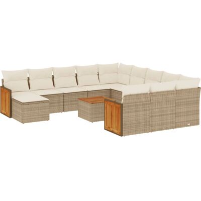 vidaXL Gartenmöbel-Set - Beiges modulares Sofaset mit Kissen vidaXL Gartenmöbel-Set - Beiges modulares Sofaset mit Kissen