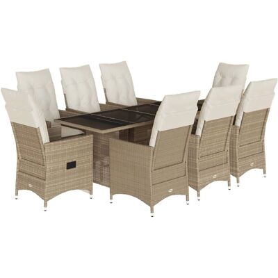 vidaXL Gartentisch-Set 9-tlg. aus Polyrattan Beige vidaXL Gartentisch-Set 9-tlg. aus Polyrattan Beige