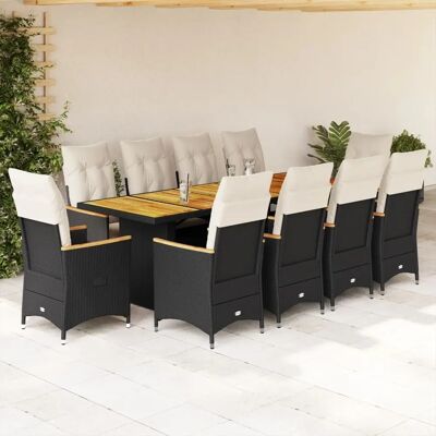 Vidaxl Gartenset - Schwarz - Langlebiges PE-Rattan, Verstellbar, Kissen Vidaxl Gartenset - Schwarz - Langlebiges PE-Rattan, Verstellbar, Kissen