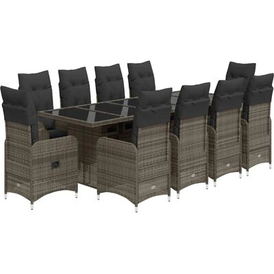 Vidaxl Gartenset - 11 teilig mit Kissen - Grau Vidaxl Gartenset - 11 teilig mit Kissen - Grau