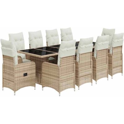 vidaXL Gartenmöbel-Set - Beige, 11 Stück, Rattan, Kissen vidaXL Gartenmöbel-Set - Beige, 11 Stück, Rattan, Kissen