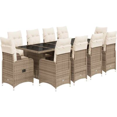 Vidaxl Gartenmöbel-Set - 11 Teile mit Kissen - Rattan Beige Vidaxl Gartenmöbel-Set - 11 Teile mit Kissen - Rattan Beige