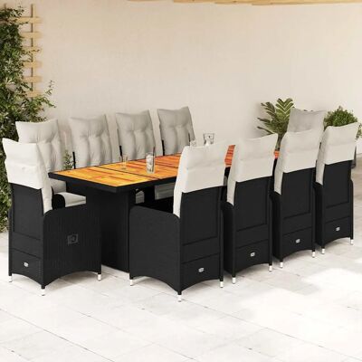 vidaXL Garten-Set - Verstellbarer Rattan-Tisch & Stühle - Schwarz vidaXL Garten-Set - Verstellbarer Rattan-Tisch & Stühle - Schwarz