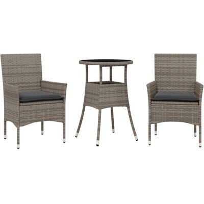 vidaXL Gartengarnitur - 3-tlg. mit Kissen, Poly Rattan, Glas vidaXL Gartengarnitur - 3-tlg. mit Kissen, Poly Rattan, Glas